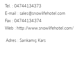 Snow Life Hotel iletiim bilgileri
